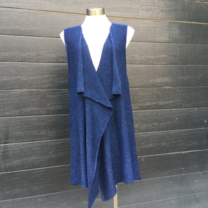 Vest -Waterfall Front Denim Cotton knit