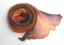 Load image into Gallery viewer, The Gossamer Scarf- Oranges Browns Yellows
